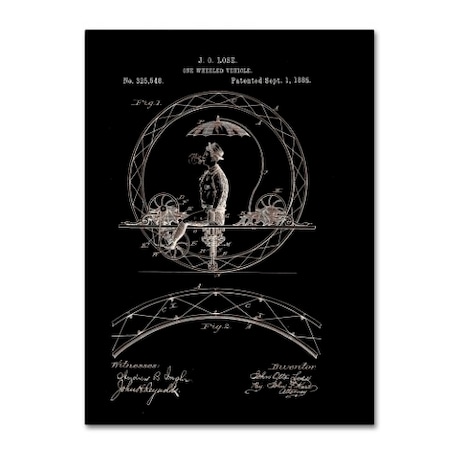 Claire Doherty 'One Wheeled Vehicle Patent 1885 Black' Canvas Art,18x24